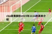 cba录像回放2015年1111的简单介绍