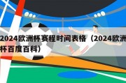 2024欧洲杯赛程时间表格（2024欧洲杯百度百科）